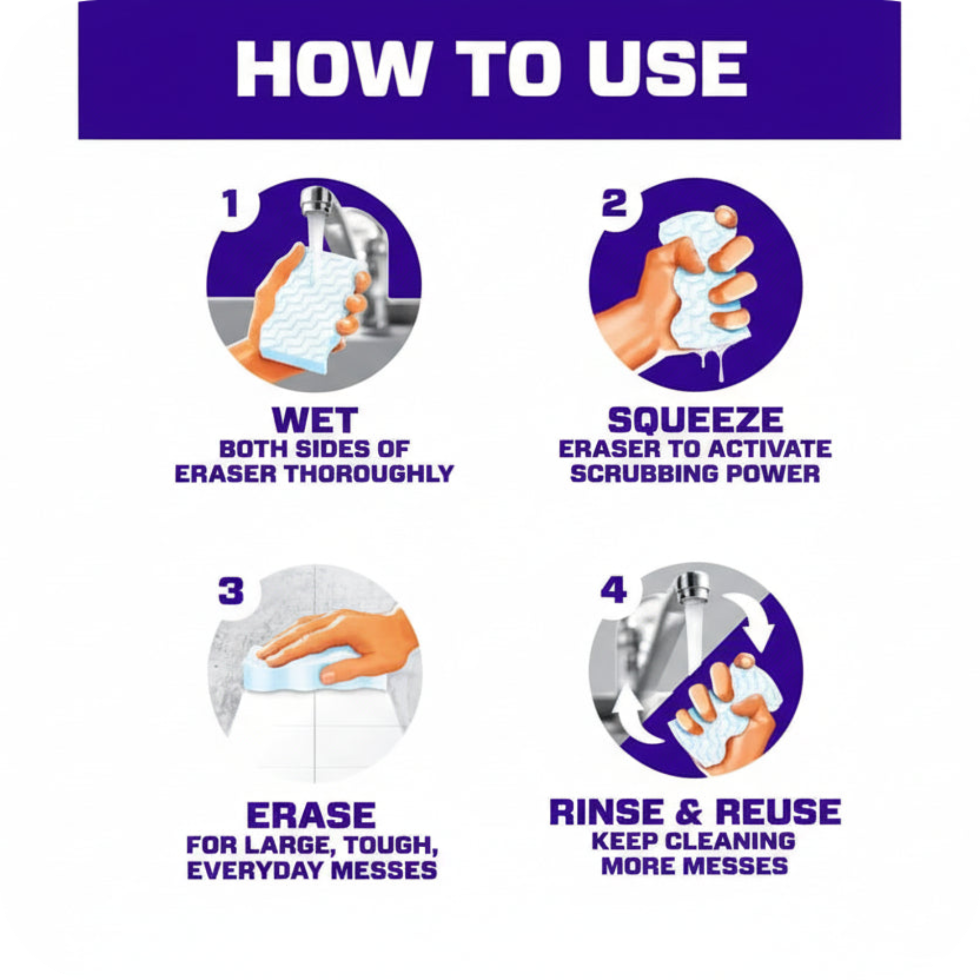 Magic Eraser Cleaning Sponge – Multi-Surface Stain Remover (Pack of 3)